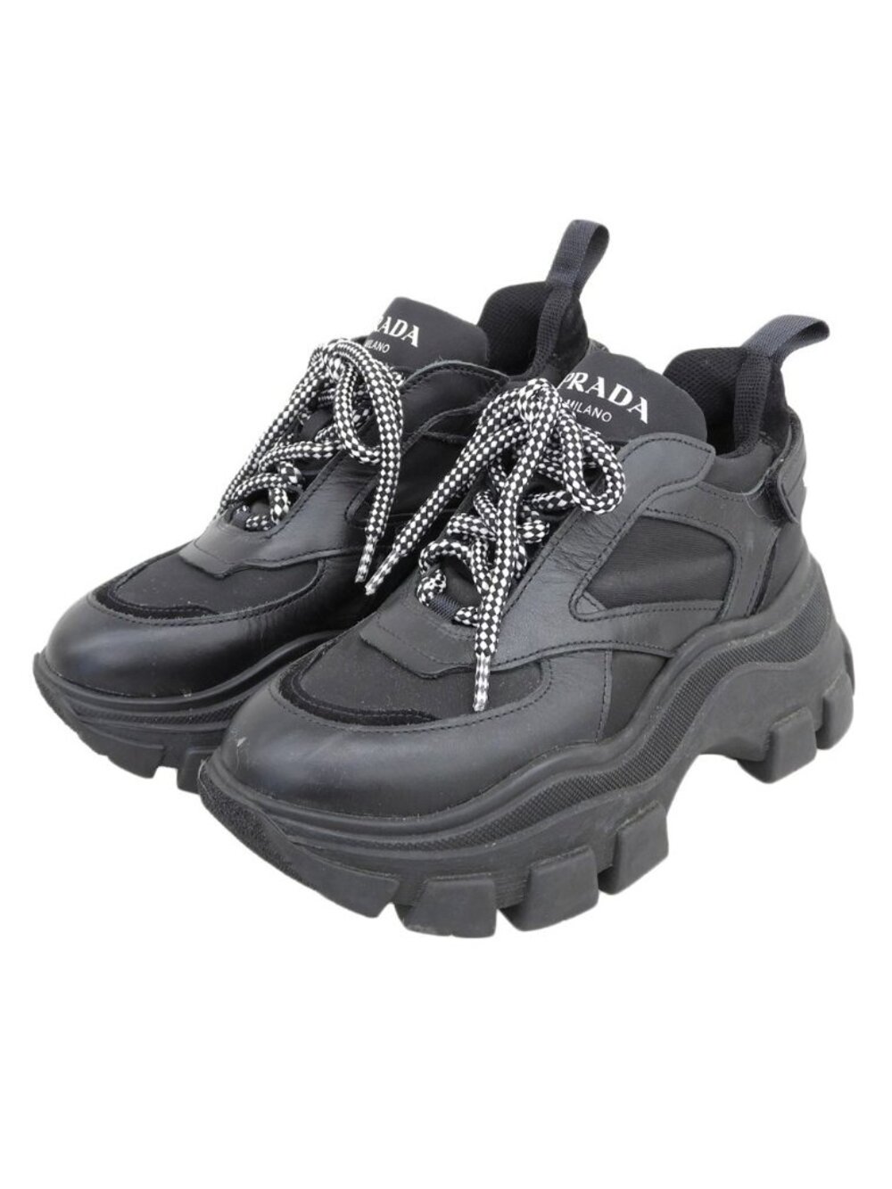 Prada Pegasus Platform Sneakers Shoes Black